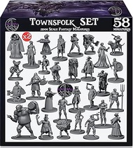 Wildspire 58 Fantasy Miniatures Figures Set Townsfolk Characters for DND Miniatures Bulk 28mm Dungeo