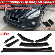 For Peugeot 508 2011-2014 Car Anti-Collision Front Bumper Splitters Lip Body Kit Spoiler Side Skirts