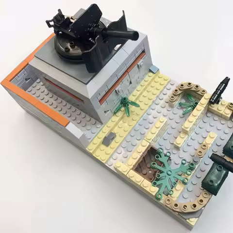 World War 2 WW2 Army Military Soldiers Rotating fort trenches Weapons Cannon Base Model Building Blo