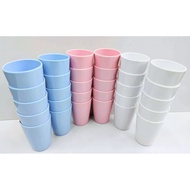 Siam Bestware Melamine Water Glass Cup Size 3 Inches White Blue Pink (1 Dozen 12 Pieces)