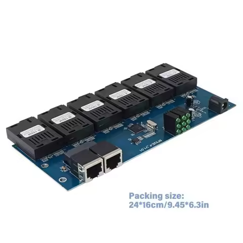 91AB 100M Fiber Optics Media Converters PCBA Board 2 RJ45 to 6SC 3A+3B Port 1310nm/1550nm 20KM Ether