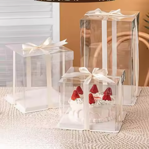 Double Layered Transparent Birthday Cake Box for 2 Inch Cake 8 Inch Cake Pastry Paaging Box Baking S