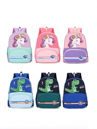 1 mochila de jardín de infantes con dibujo de unicornio/dinosaurio para niños y niñas, ligera y portátil para niños