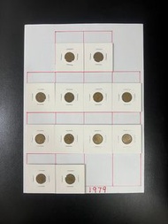 （男皇+英女皇五仙）1949-1979年香港硬幣男皇+英女王伍仙一套共計12枚（不包括1964和79年） Government of Hong Kong King George VI & Queen 