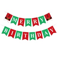 Merry Christmas Paper Pull Flag merry birthday birthday Banner Christmas birthday Party Decoration 2