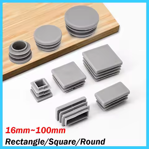 8~50pcs Grey Plastic Rectangle/Square/Round Square Blanking End Caps Tube Pipe Inserts Plug Bung Ins