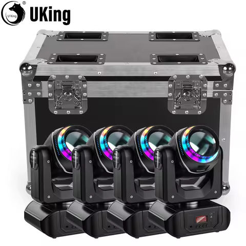 U`King 4Pcs 120W Moving Head Lights With Airline Case Stage Light&Flightcase Set For Wedding Christm