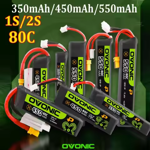 5PCS OVONIC 1S 2S Lipo Battery 350mAh/450mAh/550mAh/650mAh Lipo Battey With PH2.0/XT30 Plug for RC F