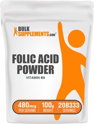 BulkSupplements.com Folic Acid Powder - Vitamin B9, Folic Acid Supplement - Folic Acid Prenatal Vita