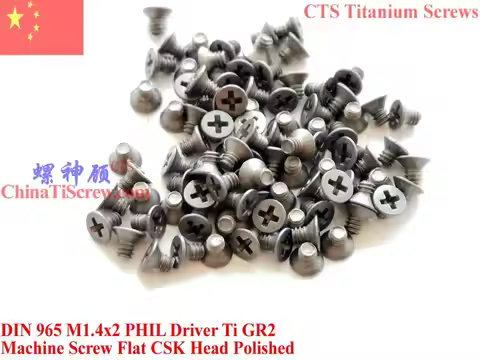 DIN 965 M1.4 Titanium screws M1.4x2 M1.4x3 M1.4x4 M1.4x5 M1.4x6 M1.4x8 M1.4x10 Flat Head 0# Phillips