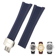 AEMALL 25mm Notch Shape Rubber Silicone Watch Strap Waterproof Watch Bands for PATEK Philippe Nautil