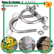 YOLAN 1Set M6 Round Tube Clamp, Screws With Baffle Pipe U-clamp,  304 Stainless Steel Right Angle U-
