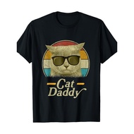 Vintage Cat Dad 80s & 90s Style Cotton T-Shirt with Fashion Glasses Print - Soft, Breathable Crew