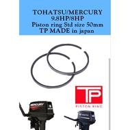 TOHATSU /MERCURY Outboard motor 9.8HP /8HP TP JAPAN 3B2-00011 Piston ring Std (50mm)# 2 stroke outbo