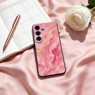 1pc Creative Pink Gold Sand Marble Pattern Straight Edge Liquid Soft Silicone Phone Case Compatible 