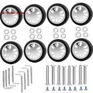 8pcs Luggage Wheels Replacement Kit,Dia 2in/50mm Thick 0.47in/12mm Resistant Rubber Mute Caster Repl