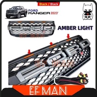 FORD RANGER T9 2023 XL GRILLE WITH AMBER LED LIGHT GRILL WITH FORD LOGO BLACK RED WHITE DEPAN SALUNG ADA LAMPU