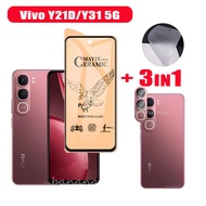 Vivo Y21D กระจกเทมเปอร์ปกป้องหน้าจอ Vivo Y31 5G Y21A Y21S Y21T ฟิล์มเลนส์กล้อง+ฟิล์มด้านหลัง
