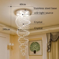 Modern LED Double Spiral Crystal Chandelier Lighting for Foyer Stair Staircase Bedroom Hotel Hall Ce