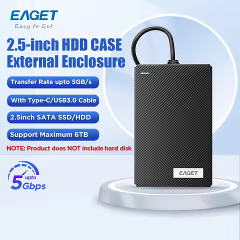 Eaget 2.5-inch SATA SSD/HDD CASE 5Gbps External Enclosure Type-C USB3.0 Cable Maximum 6TB for Deskto