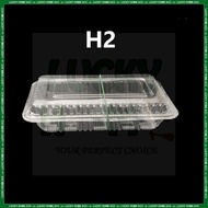 Ready Stock!!! H2 Plastic Clear Food Container GO-H2 Plastic OPS Container Tray 100's Disposable Con