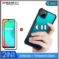 Riyanali_Shop PACKAGE 2IN1 Case Realme 3 / 3 Pro / C33 / C30 / C11 Soft Hard Fusion Shockproof Free 