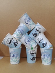 Ly giấy 360ml - 14oz mẫu Mr Blue Set 100-300 cái kèm nắp