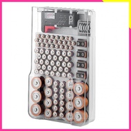 Battery Organizer Storage Case with Hinged Clear Cover Removable Battery Tester Holds 93 Batteries f