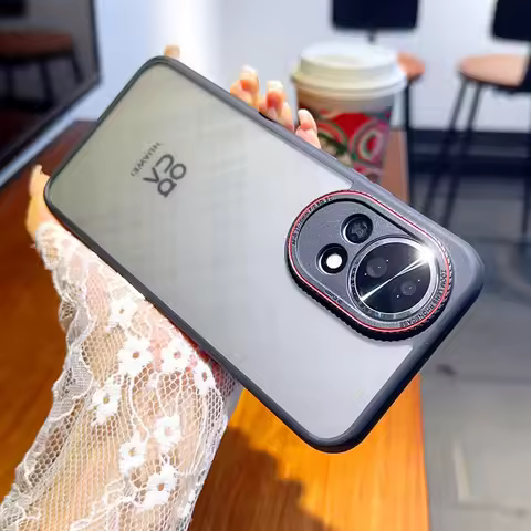 Red circle Leica lens full coverage translucent case For Huawei Nova 13 Pro nova13 Nova 12 Camera Pr