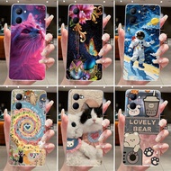 Casing For Realme C33 RMX3624 Case Aesthetic Cute Cat Astronaut Painted Transparent TPU Cover For Re