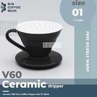 )))))))) V60 Ceramic Dripper Coffee Dripper Coffee Cone Dripper 01 Black 1-2 cup