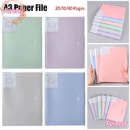 FOREVER 1Pcs A3 Paper File Folder, Student Stationery Picture Album A3 Document Bag, 20/30/40 Pages 