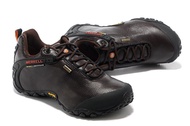 ต้นฉบับ Merrell รองเท้า GORE-TEX กลางแจ้งผู้ชายตั้งแคมป์หนังแท้รองเท้ากีฬาชายกาแฟ Mountaineer ปีนเขารองเท้าผ้าใบ Size39-46