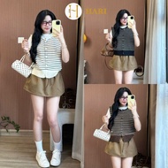 Hari horizontal striped wool vest with buttons and tag Minni Gile 666 P3K4