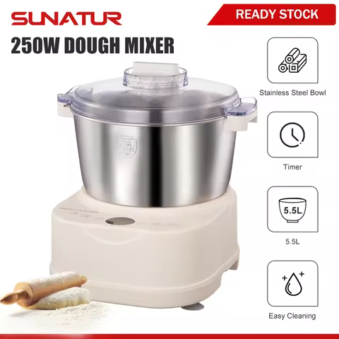SUNATUR Dough Kneading Machine Household Stand Mixer with Chinese & Western Modes Timed Fermentation