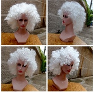 Wig Santa Claus tanpa jenggot /Wig putih Santa Claus gelombang besar