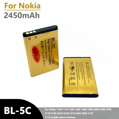 BL-5C Battery 3.7V BL5C 2450mAh for Nokia BL5C 1600 6230 2600 1100 1110 1200 1208 2700 3100 3110 N70