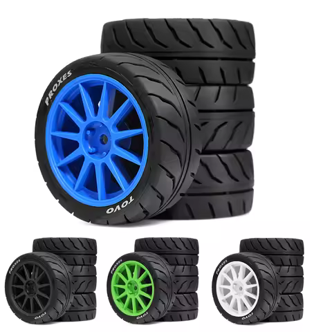 4PCS 68mm Rubber Tire Wheel Tyre 12mm Hex for Tamiya TT01 TT01E TT02 TT02B TA06 XV01 XV02 PTG-2 1/10