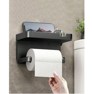 HW061- Wall-Mounted Plastic Tissue Storage Rack, Dual-Purpose No Hole Tissue Holder For Bathroom
