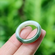 Green Ring With White Plain Shape Size 56 Mm.