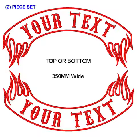 2 PCS 350MM Wide Custom Motorcycle Biker Embroidered MC Rocker Patch Top Or Bottom Wide Vest Cut Pat
