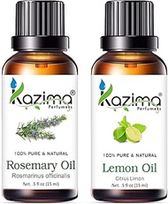 KAZIMA Combo of Rosemary Oil and lemon Essential oil (Each 15ml) Ideal for use in Hair loss, Promotes Hair Growth, Moisturizes Skin, Health Benefit, Massage