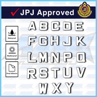 (Approved) Motorcycle Number Plate Sticker White A-Z / 0-9 Sticker Abjad Nombor Motor Motosikal ABC 