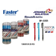 FASTER CX-5N Retractable Ball Pen 0.5mm 25pcs per drum CX-5N