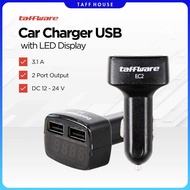 Taffware Car Charger LED Display Dual USB Cigarette Plug 3.1A - EC2