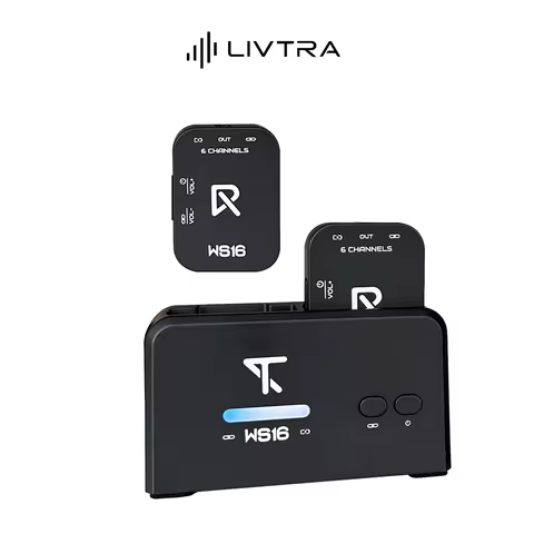 LIVTRA WS16 Rechargeable Wireless Ear Monitor System,5.8GHz Transmitter Receiver for Audio Recorder 