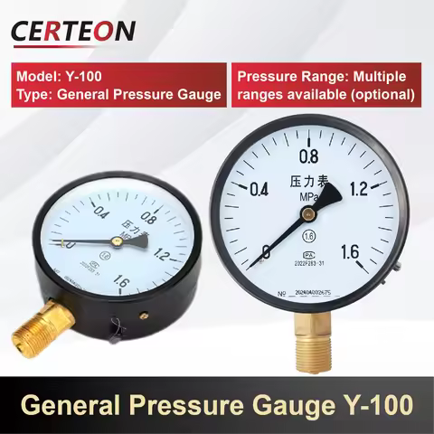 Y-100 Radial Pressure Gauge 100mm -0.1~60MPa G1/2 M20 Air Water Vacuum Negative Manometer for Indust