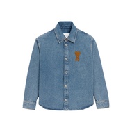 AMI PARIS Cotton Knitted Ami De Coeur Overshirt Used Blue (SS26)
