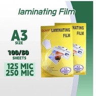 QUAFF A3 Size Laminating Film 125 Micron 250 Laminate Film A4 Mesin Laminate Laminate Sheet