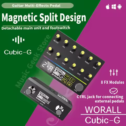 WORALL Cubic G Magnetic Split Guitar Multi-FX Processor 8 FX Modules 40 Presets Bluetooth APP Contro